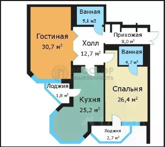 Продается 2-комн. квартира, 112,8 м²