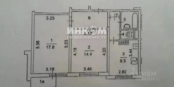Продается 2-комн. квартира, 53,8 м²