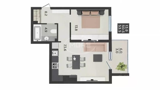 Продается 1-комн. квартира, 54 м²