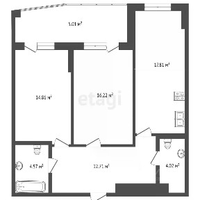 Продается 2-комн. квартира, 80,49 м²