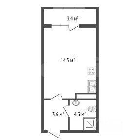 Продается студия, 24,4 м²
