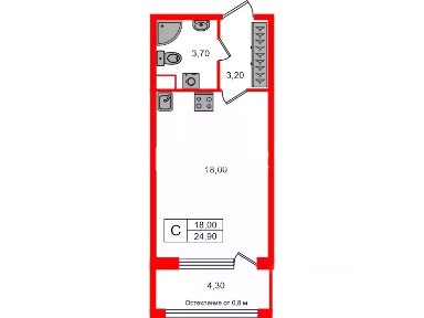 Продается студия, 24,9 м²