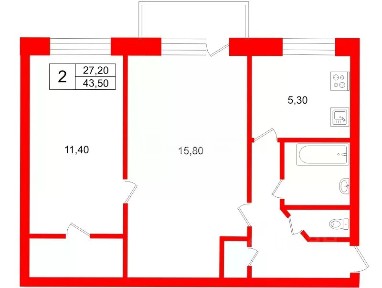 Продается 2-комн. квартира, 43,5 м²