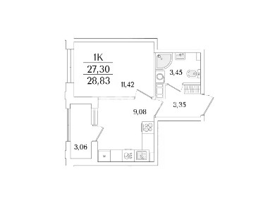 Продается 1-комн. квартира, 28,83 м²