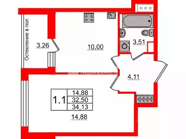 Продается 1-комн. квартира, 32,3 м²