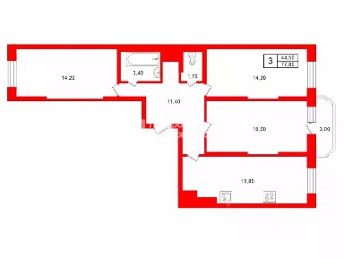 Продается 3-комн. квартира, 77,8 м²