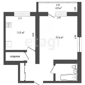 Продается 1-комн. квартира, 52,3 м²