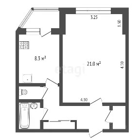 Продается 1-комн. квартира, 43,9 м²