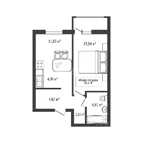 Продается 2-комн. квартира, 43,2 м²