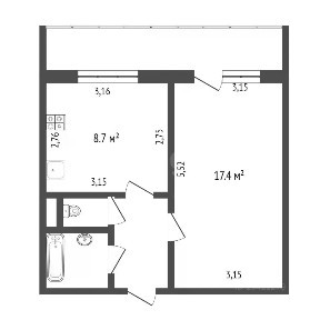 Продается 1-комн. квартира, 31,5 м²