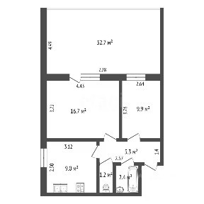 Продается 2-комн. квартира, 44,5 м²