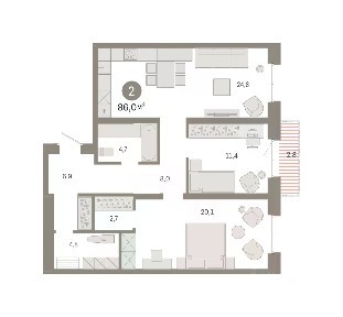 Продается 2-комн. квартира, 86 м²