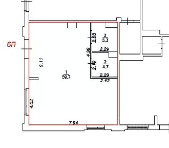 Продается торговая площадь, 69,7 м²