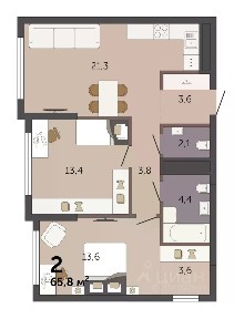 Продается 2-комн. квартира, 65,8 м²