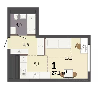 Продается студия, 27,1 м²