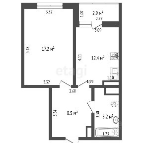 Продается 1-комн. квартира, 43,3 м²