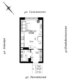 Продается студия, 27,45 м²