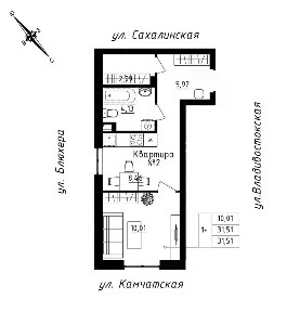 Продается студия, 31,51 м²