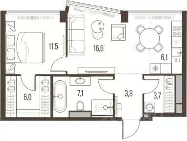 Продается 2-комн. квартира, 54,8 м²