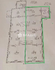 Продается 1/2 часть дома, 57,6 м²