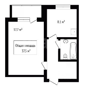 Продается 1-комн. квартира, 37,5 м²