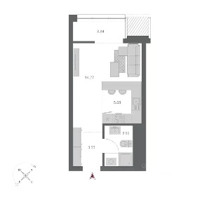Продается 2-комн. квартира, 29,85 м²