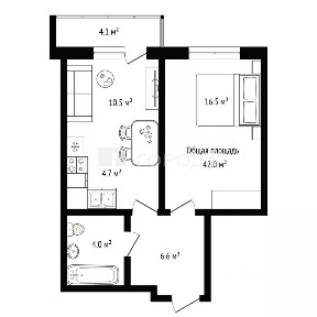 Продается 1-комн. квартира, 42 м²