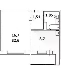 Продается 1-комн. квартира, 32,6 м²