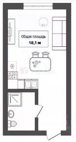 Продается апартаменты-студия, 18 м²