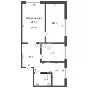 Продается 3-комн. квартира, 51,3 м²