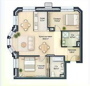 Продается 2-комн. квартира, 74 м²