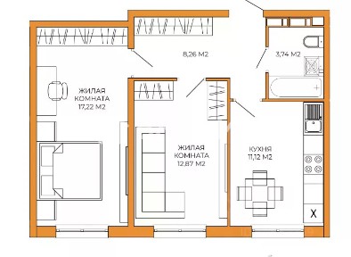 Продается 2-комн. квартира, 53,2 м²