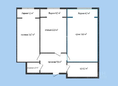 Продается 2-комн. квартира, 77,7 м²