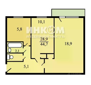 Продается 2-комн. квартира, 42,6 м²