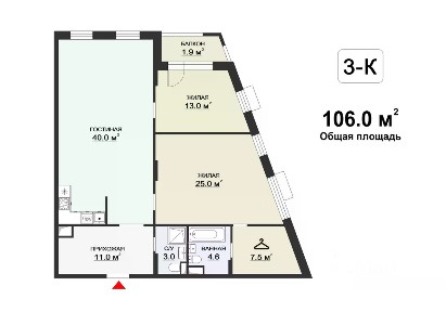 Продается 3-комн. квартира, 106 м²