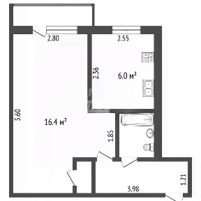 Продается 1-комн. квартира, 30,8 м²