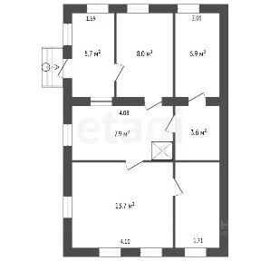 Продается 1/2 часть дома, 52 м²
