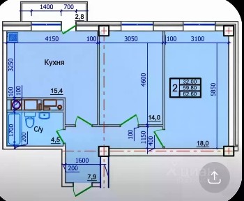 Продается 2-комн. квартира, 64,1 м²