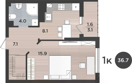 Продается 1-комн. квартира, 36,7 м²