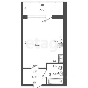 Продается студия, 27,7 м²