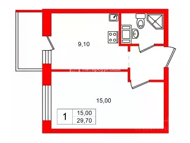 Продается 1-комн. квартира, 29,7 м²
