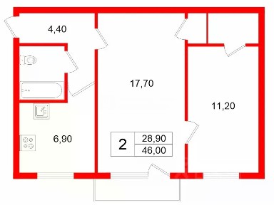 Продается 2-комн. квартира, 46 м²