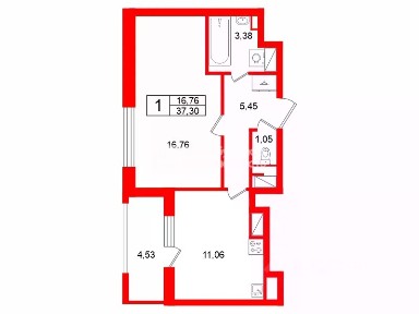 Сдается 1-комн. квартира, 37,3 м²