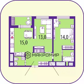 Продается 2-комн. квартира, 61,2 м²