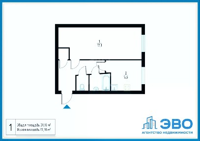 Продается 1-комн. квартира, 31,1 м²