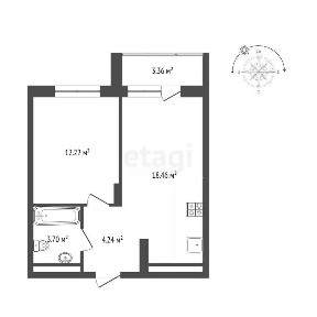 Продается 1-комн. квартира, 41,98 м²