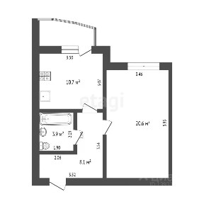 Продается 1-комн. квартира, 43,3 м²