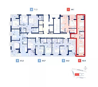 Продается 1-комн. квартира, 52,8 м²