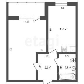 Продается 1-комн. квартира, 44,1 м²