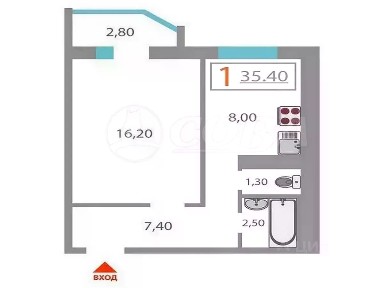 Продается 1-комн. квартира, 35,5 м²